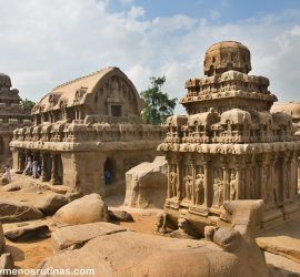 Templos de Mamallapuram excavados en la roca_ Pancha Rathas